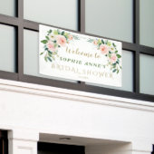 Roze Blush Flowers Vrijgezellenfeest Welkomstteken Spandoek (Buitenkant Gebouw)