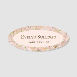 Roze blush Fluid Marmer Name Tag