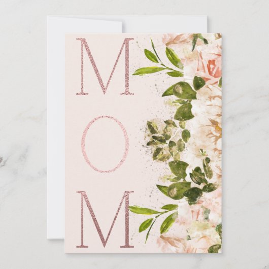 Roze Blush Folie MOM Floral Happy Mothers Day (Voorkant)