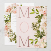 Roze Blush Folie MOM Floral Happy Mothers Day (Voorkant / Achterkant)
