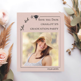 Roze Blush Foto Afstudeerfeest Save the Date Flyer