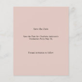 Roze Blush Foto Afstudeerfeest Save the Date Flyer (Achterkant)
