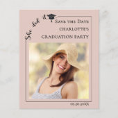 Roze Blush Foto Afstudeerfeest Save the Date Flyer (Voorkant)