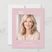 Roze blush foto verjaardagsuitnodiging (Voorkant)