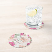 Roze Blush Framboos Waterverf Bloem Bruiloft Kartonnen Onderzetters (Insitu)