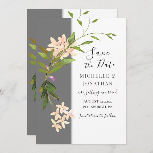 Roze blush Garden Flowers Greenery Inspirerend Save The Date (Voorkant / Achterkant)