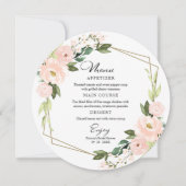 Roze Blush Geometrische Ronde Bruiloftsmenu kaart (Voorkant)