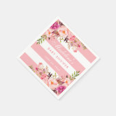 Roze Blush Gestreept Bloemen Baby shower Servet (Hoek)