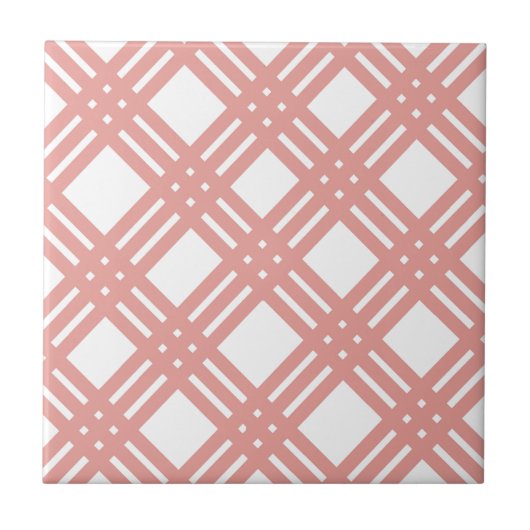 Roze Blush Gingham Tegeltje (Voorkant)