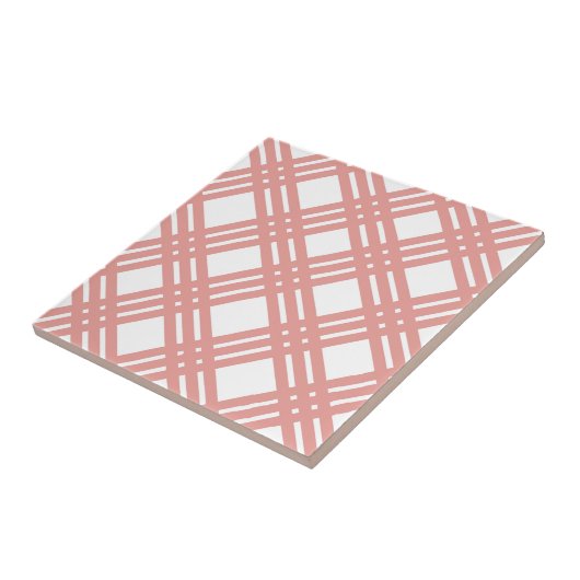 Roze Blush Gingham Tegeltje (Zijkant)