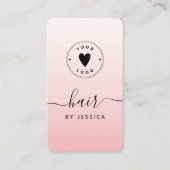 Roze Blush Girly Hair QR-code & voeg je Logo gelui Visitekaartje (Voorkant)