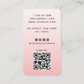 Roze Blush Girly Hair QR-code & voeg je Logo gelui Visitekaartje (Achterkant)
