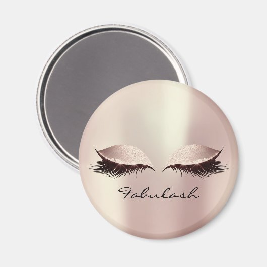 Roze Blush Girly Makeup Lashes Name Blush Magneet (Voorkant / Achterkant)