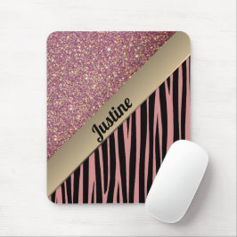 Roze Blush Glam Zebra Print Muismat