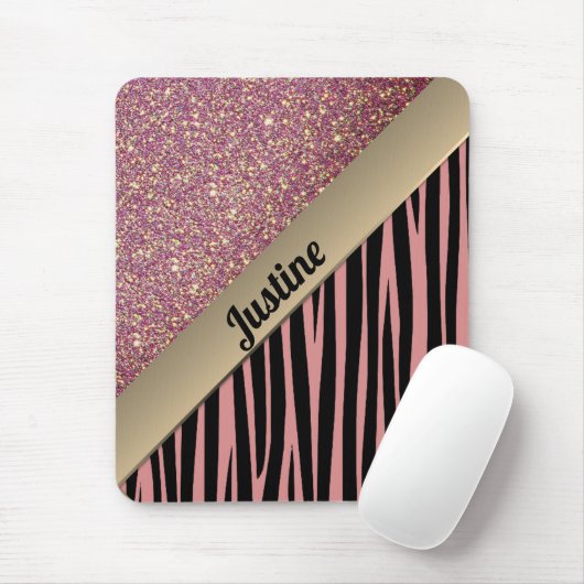 Roze Blush Glam Zebra Print Muismat (Met muis)