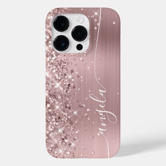 Roze Blush Glitter Glam Handtekening Case-Mate iPhone Case (Achterkant)