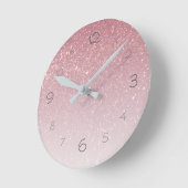 Roze Blush Glitter Gradiënt Glamoureus Ronde Klok (Hoek)