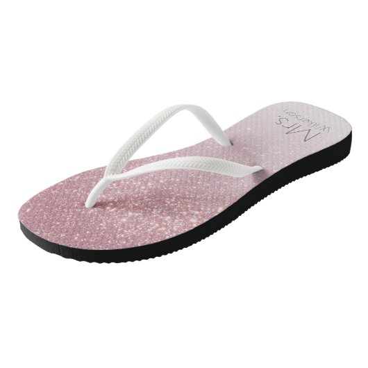 Roze Blush Glitter Gradiënt Mevrouw Gehuwd Teenslippers (Schuin)