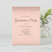 Roze Blush Glitter Graduation Party Kaart (Staand voorkant)