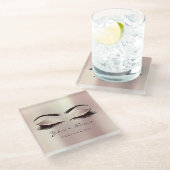 Roze Blush Glitter Makeup Artist Lashes Extension Glazen Onderzetter (Schuin)