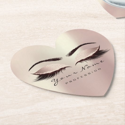 Roze Blush Glitter Makeup Artist Lashes Extension Kartonnen Onderzetters (Gekanteld)