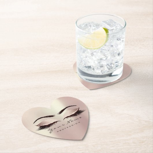 Roze Blush Glitter Makeup Artist Lashes Extension Kartonnen Onderzetters (Insitu)