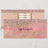 Roze Blush Glitter Marokkaanse Glam Cadeaubon (Voorkant / Achterkant)