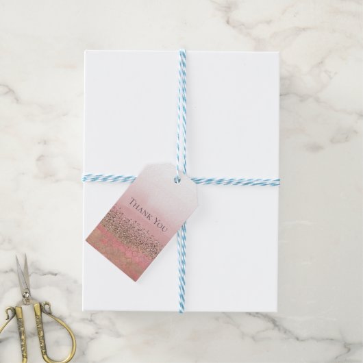 Roze Blush Glitter Marokkaanse Indiase Prinses Fee Cadeaulabel (Met Touw)