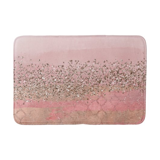 Roze Blush Glitter Marokkaanse Indiase Prinses Gla Badmat (Voorkant)
