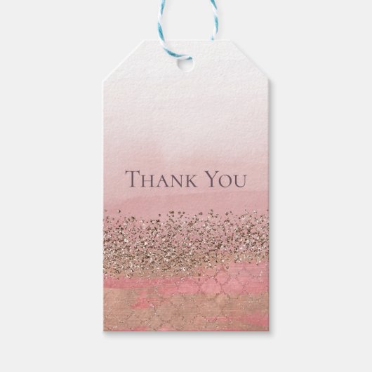 Roze Blush Glitter Marokkaanse Indiase Prinsessen Cadeaulabel (Voorkant)