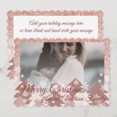 Roze Blush Glitter Meisjesachtige Kerstbomen Sneeu Feestdagenkaart (Voorkant / Achterkant)