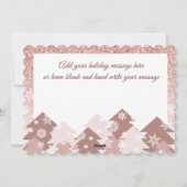 Roze Blush Glitter Meisjesachtige Kerstbomen Sneeu Feestdagenkaart (Achterkant)