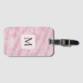 Roze Blush Glitter Monogram Bagagelabel (Voorkant (horizontaal))