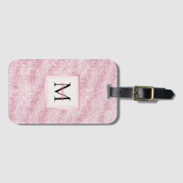 Roze Blush Glitter Monogram Bagagelabel