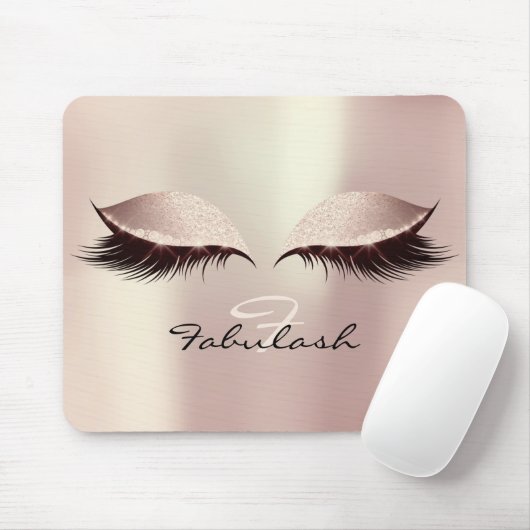 Roze Blush Glitter Monogram Beauty Lashes Makeup Muismat (Met muis)