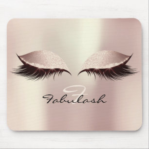 Roze Blush Glitter Monogram Beauty Lashes Makeup Muismat