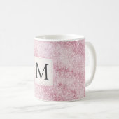 Roze Blush Glitter Monogram Koffiemok (Voorkant rechts)