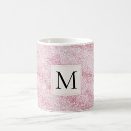 Roze Blush Glitter Monogram Koffiemok