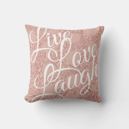 Roze Blush Glitter Monogram Meisje Live Liefde Lac Kussen