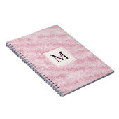 Roze Blush Glitter Monogram Notitieboek (Rechterzijde)