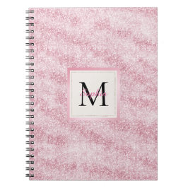 Roze Blush Glitter Monogram Notitieboek