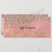 Roze Blush Glitter Moroccan Glam Gift Certificate (Voorkant / Achterkant)