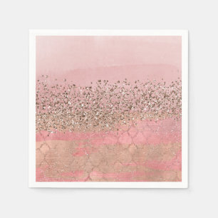 Roze Blush Glitter Moroccan Indian Princess Party Servet