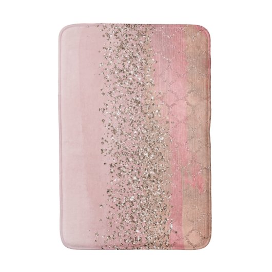 Roze Blush Glitter Moroccan prinses Glam Badmat (Voorkant Verticaal)
