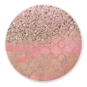 Roze Blush Glitter Moroccan prinses Glam Keramische Knop