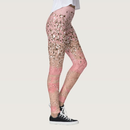 Roze Blush Glitter Moroccan prinses Glam Leggings (Rechts)