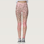 Roze Blush Glitter Moroccan prinses Glam Leggings (Voorkant)