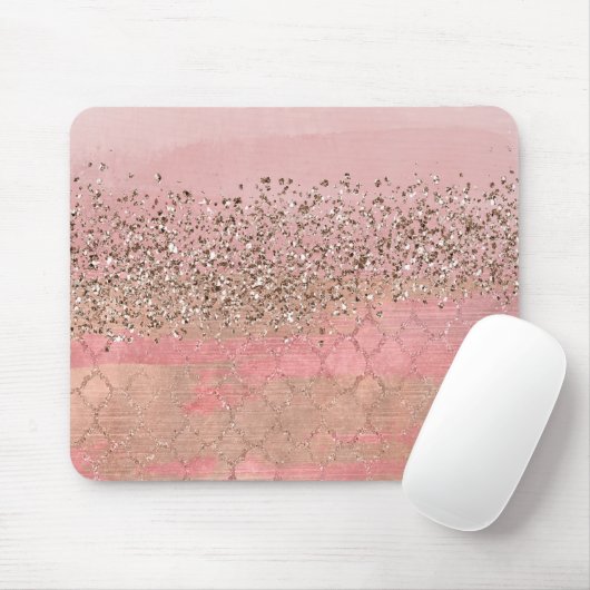 Roze Blush Glitter Moroccan prinses Glam Muismat (Met muis)