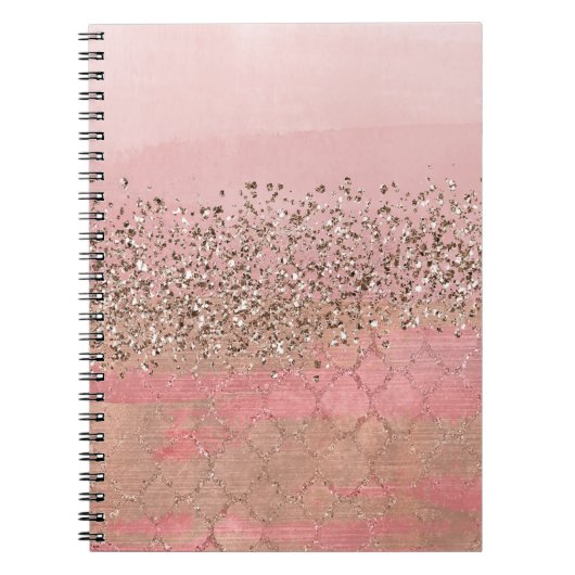 Roze Blush Glitter Moroccan prinses Glam Notitieboek (Voorkant)