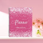 Roze blush glitter naam afspraak 2025 planner<br><div class="desc">Roze achtergrond,  versierd met stomp roze faux glitter stof. Personaliseer en voeg een jaar en een naam toe. Witte letters.</div>